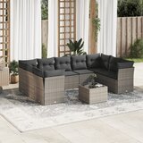 Maison Chic Seti vrtnega pohištva - Vrtna garnitura - Vrtni pohištvo set 10-delna z blazinami siv poli ratan, (21816031) | Shoptok.si
