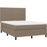  Box spring postelja z vzmetnico LED taupe 140x200 cm blago, (20789862) | Shoptok.si