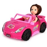 Mini Doll in a Convertible Car Set with Dog Figurine Pink | Shoptok.si