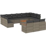  14-dijelni set vrtnih sofa od poliratana s jastucima sivi | shoptok.hr