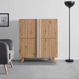 Bessagi Home Visoka Komoda Vira, Barva Hrasta, Bela | Shoptok.si