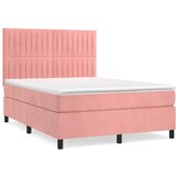 vidaXL Box spring postelja z vzmetnico roza 140x190 cm žamet, (20893881) Cene