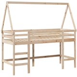 Krevet na kat s ljestvama i krovom 80x200 cm od borovine | shoptok.hr