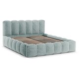 Micadoni Svetlo modra oblazinjena zakonska postelja s prostorom za shranjevanje z letvenim dnom 200x200 cm Lupine – | Shoptok.si