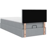 vidaXL Otomanski posteljni okvir z vzmetnico siv 90x200 cm blago | Shoptok.si