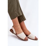 EVENTO Women's sandals on flat heel eco leather beige Dereka | Shoptok.si