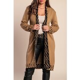 Fenzy Pleten Kardigan Z Vzorcem, Kamelja/Črna | Shoptok.si