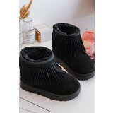 Boto Children's Fur-Lined Snow Boots with Decorative Fringes Black Nimia | ePonuda.com