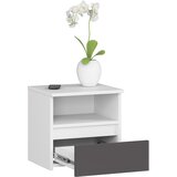 AKORD Cl1 Nočna Omarica, 1 Predal, Bela/Grafitno Siva, (5000331997) | Shoptok.si