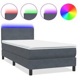 Box Spring krevet s madracem i LED tamnosivi 80 x 220 cm baršunasti | shoptok.hr
