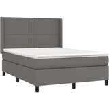  Krevet box spring s madracem LED sivi 140x200cm od umjetne kože | shoptok.hr