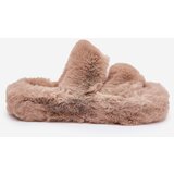 Boto Womens Fur Slippers On Platform Khaki Talfedi | Shoptok.si