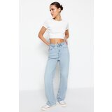 Trendyol Blue High Waist Long Straight Jeans | Shoptok.si