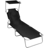 Maison Chic Zložljiv Ležalnik - Sončna ležalnik s streho črn aluminij, (22043446) | Shoptok.si