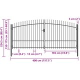  Dvokrilna ogradna vrata Woerden s kopljem na vrhu 400x224,5 cm | shoptok.hr