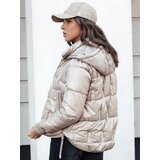 DStreet Kurtka damska FASHWARM krótka pikowana z kapturem kamelowa | shoptok.hr
