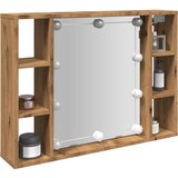 vidaXL Ormarić s ogledalom LED boja hrasta artisan 76x15x55 cm drveni | shoptok.hr