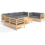  9-dijelna vrtna garnitura od borovine sa sivim jastucima | shoptok.hr