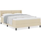 Box Postelja z vzmetnico z vzmetnico krema 200 x 140 cm Poliester, (5000142094) | Shoptok.si