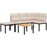  Set vrtnih klupa s jastucima 4 kom crni čelik obložen prahom | shoptok.hr