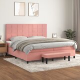  s oprugama i madracem ružičasti 200x200 cm baršunasti | shoptok.hr