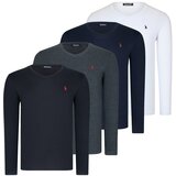 Dewberry QUADRUPLE SET T8587 V-NECK MEN'S SWEATSHIRT-WHITE-BLACK-NAVY-ANTHRACITE-BURGUNDY-KHAKI | Shoptok.si