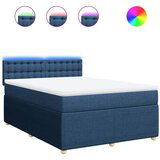vidaXL Box spring postelja z vzmetnico modra 140x190 cm blago, (21305751) | Shoptok.si