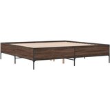 vidaXL Okvir za krevet smeđi hrast 200x200cm konstruirano drvo i metal Cijene