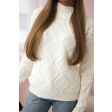 Kesi Sweater with decorative weave ecru | shoptok.hr