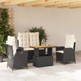 vidaXL 4-dijelni vrtni blagovaonski set od poliratana s jastucima crni | shoptok.hr