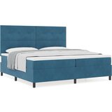Box Spring Postelja z Vzmetnico Temno Modra 200x200 cm Žamet, (22052033) | Shoptok.si