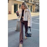 Madmext Mad Girls Brown Leather Trousers | shoptok.hr