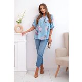 Kesi Włoski Women's cotton blouse with a floral pattern blue | ePonuda.com