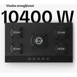 Klarstein Plinska ploča za kuhanje Velaire, 5 plamenika s električnim paljenjem, kompatibilna s prirodnim plinom i ukapljenim naftnim plinom, 10400 W, 90 cm | shoptok.hr