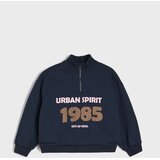 Sinsay Pamučna majica half-zip s natpisom Slike