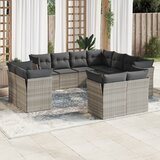 vidaXL 11-dijelni set vrtnih sofa poliratan s jastucima svijetlosivi Cijene