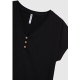 Marisse Black Cotton Button-Up Blouse | Shoptok.si