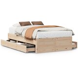 Maison Chic Posteljni okvir - Dvoposteljna postelja - Zakonska postelja brez vzmetnice s predali 135x190 cm borovina-J12357, (21771779) | Shoptok.si