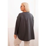 Kesi Włoski Women's Plus Size blouse with cotton, pocket, and rolled-up sleeve graphite | shoptok.hr