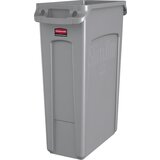 Rubbermaid Zbiralnik surovin/koš za odpadke SLIM JIM®, prostornina 87 l, s prezračevalnimi kanali, siva | Shoptok.si