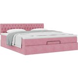 vidaXL Otomanski posteljni okvir z vzmetnico roza 180x200cm žamet | Shoptok.si