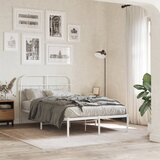 Maison Chic Kovinski Posteljni okvir - Dvoposteljna postelja - Zakonska postelja z vzglavjem bel 120x200 cm, (21693056) | Shoptok.si