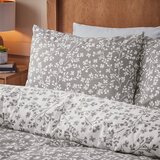 Catherine Lansfield Siva flanelna posteljnina za zakonsko posteljo 200x200 cm Grace Floral Leaf – | Shoptok.si