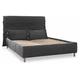 Miuform Sivi tapecirani bračni krevet s podnicom 140x200 cm Sleepy Luna -