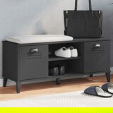 vidaXL Klupa za cipele VIKEN crna 106 x 35 x 45 cm masivna borovina | shoptok.hr