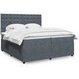 vidaXL Box spring postelja z vzmetnico temno siva 200x200 cm žamet | Shoptok.si