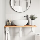  Zidna polica za umivaonik od čelika i masivnog bagremovog drva Smeđa 80 x 40 x 2 cm | shoptok.hr