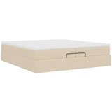  Otomanski okvir kreveta s madracima krem 200x200cm od tkanine | shoptok.hr