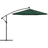Viseći Suncobran s LED Svjetlom 300 cm Zeleni Metalna Šipka | Eponuda.com