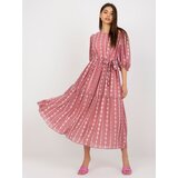 Fashion Hunters Dusty pink midi dress with ruffle and embroidery | ePonuda.com